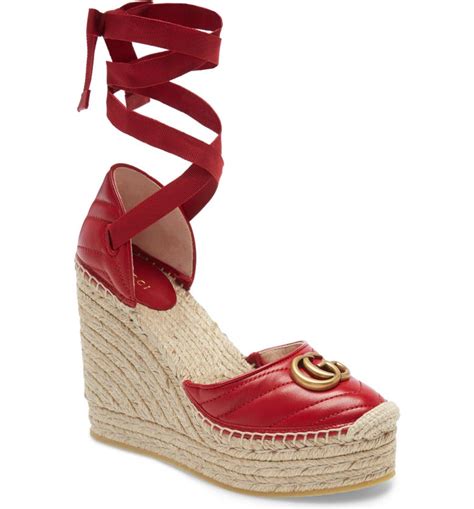 red gucci wedges|gucci espadrille wedges.